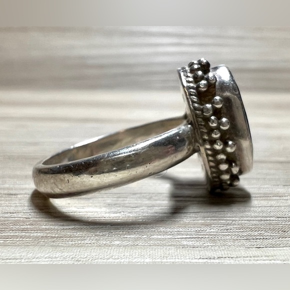 Vintage Handmade Sterling Silver Pebbled Amethyst Ring, Size 6 - Picture 7 of 9